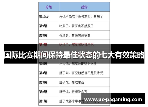 国际比赛期间保持最佳状态的七大有效策略 国际比赛期间保持最佳状态的七大有效策略