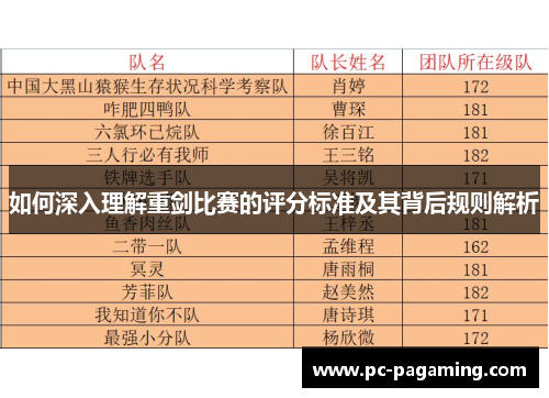 如何深入理解重剑比赛的评分标准及其背后规则解析 如何深入理解重剑比赛的评分标准及其背后规则解析