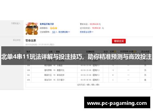 北单4串11玩法详解与投注技巧,助你精准预测与高效投注 北单4串11玩法详解与投注技巧,助你精准预测与高效投注